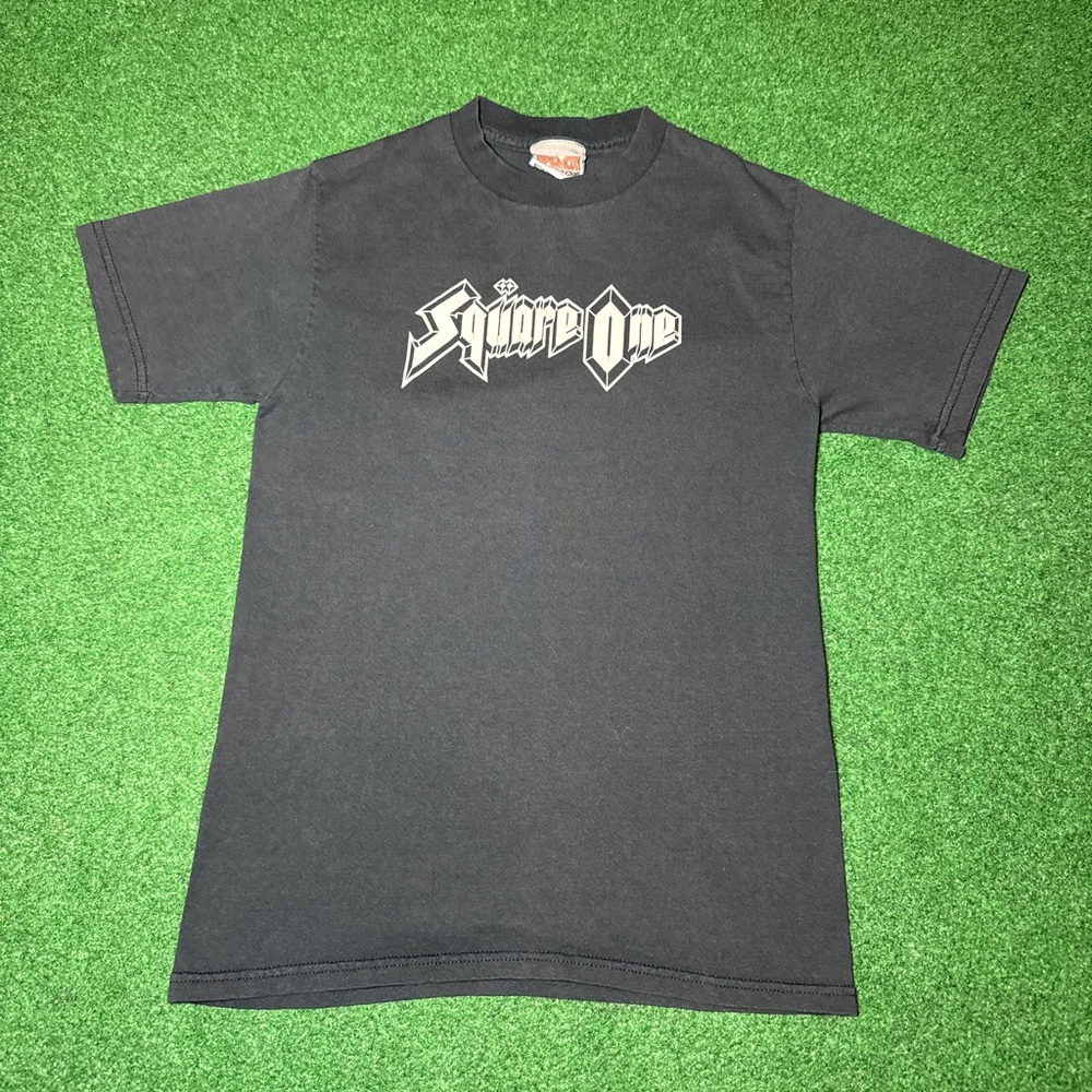 Vintage 90s Square One Grunge Punk Skater Black Small Graphic T Shirt